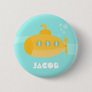 Macaron Rond 5 Cm Bouton de vaisseau sous-marin jaune mignon