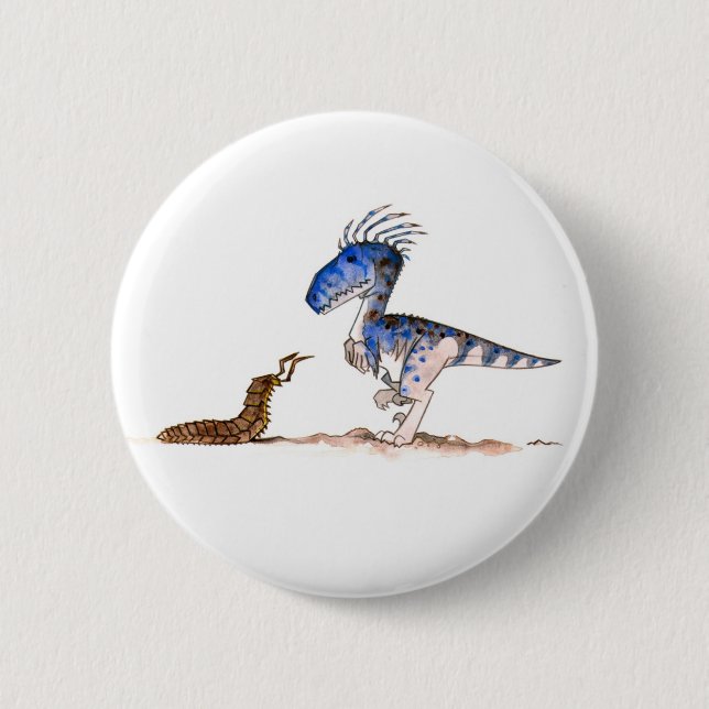 Macaron Rond 5 Cm Bouton de Velociraptor (Devant)