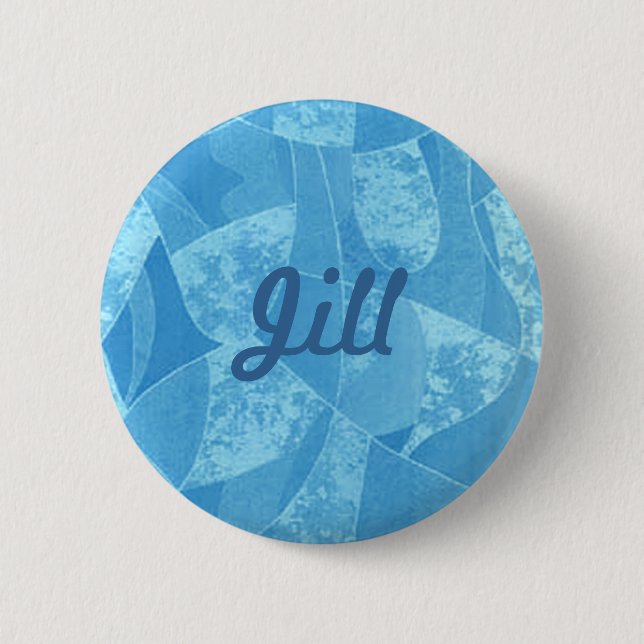 Macaron Rond 5 Cm Bouton de verre bleu personnalisé (Devant)