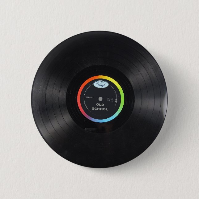 Macaron Rond 5 Cm bouton de vinyle de vieille école (Devant)