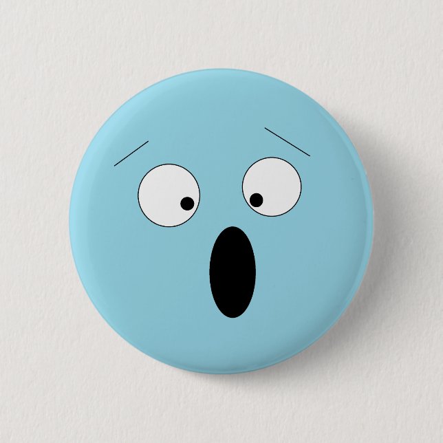 Macaron Rond 5 Cm Bouton de visage blond surpris Shocked (Devant)