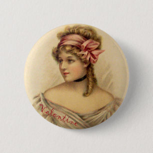 Macaron Rond 5 Cm Bouton de voeux de Saint-Valentin victorien