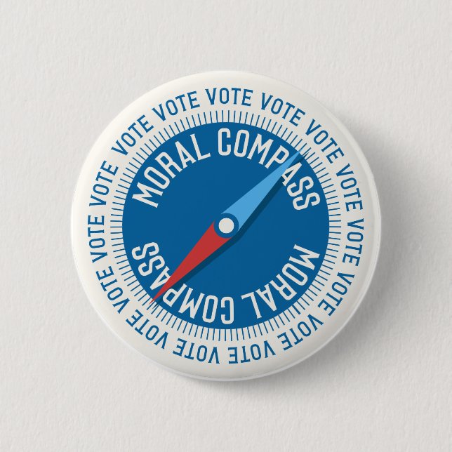 Macaron Rond 5 Cm Bouton de vote Compass moral (Devant)