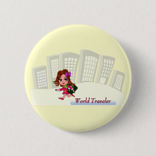 Macaron Rond 5 Cm Bouton de voyageur du monde