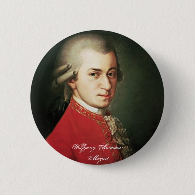 Macaron Rond 5 Cm Bouton de Wolfgang Amadeus Mozart (Devant)