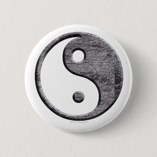 Macaron Rond 5 Cm Bouton de Yin Yang (Devant)