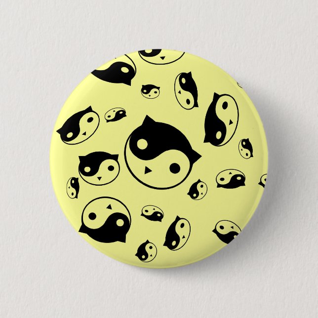 Macaron Rond 5 Cm Bouton de Yin Yang Kitty (Devant)