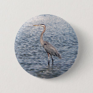 Macaron Rond 5 Cm Bouton d'eau Blue Heron