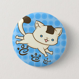 Macaron Rond 5 Cm Bouton d'ébat de chat d'Onigiri (bleu)