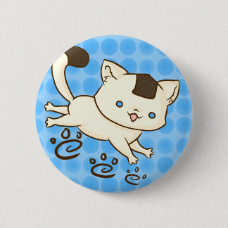 Macaron Rond 5 Cm Bouton d'ébat de chat d'Onigiri (bleu)