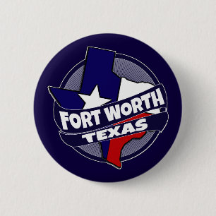 Macaron Rond 5 Cm Bouton d'éclatement du drapeau de Fort Worth Texa
