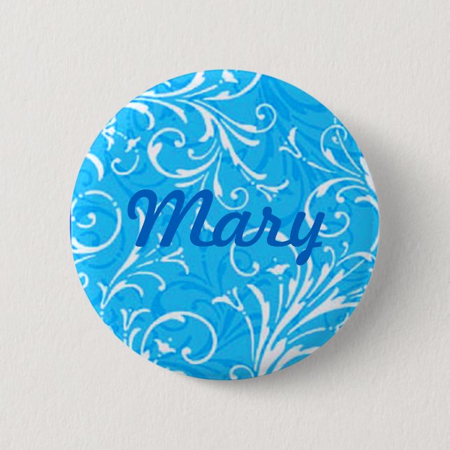 Macaron Rond 5 Cm Bouton décoratif bleu personnalisé (Devant)