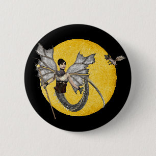 Macaron Rond 5 Cm Bouton Déesse Dragon