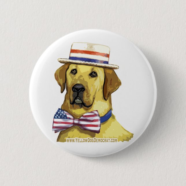 Macaron Rond 5 Cm Bouton démocrate de chien jaune (Devant)