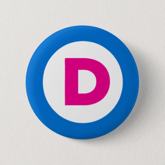 Macaron Rond 5 Cm Bouton Democratic (Devant)