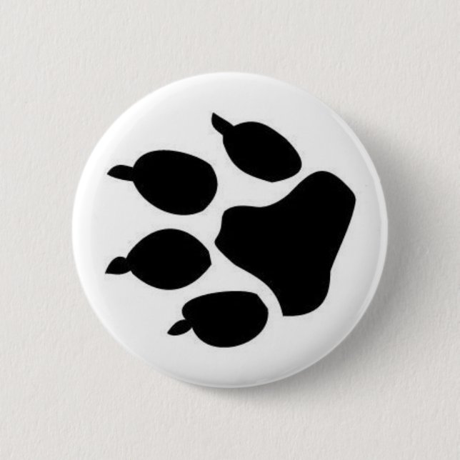 Macaron Rond 5 Cm Bouton d'empreinte de patte de chien noir (Devant)
