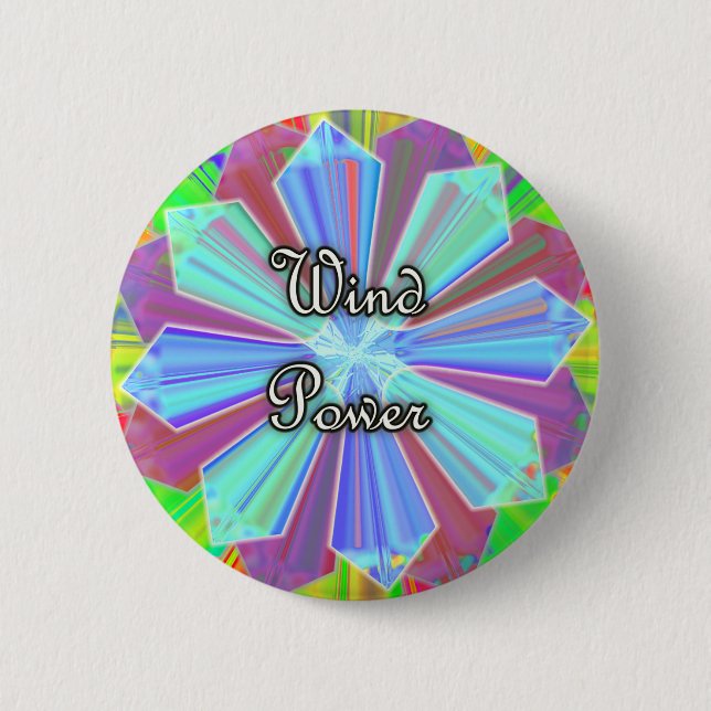 Macaron Rond 5 Cm Bouton d'énergie éolienne (Devant)