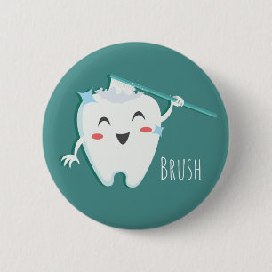 Macaron Rond 5 Cm Bouton dentiste des dents de brosse