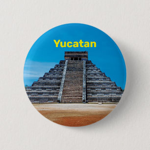 Macaron Rond 5 Cm Bouton d'épingle de la pyramide Chichen Itza