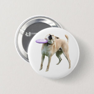 Macaron Rond 5 Cm Bouton d'épingle de mème de chien de Frisbee
