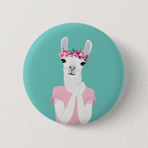 Macaron Rond 5 Cm Bouton d'épingle d'insigne Llama