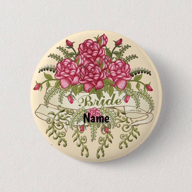 Macaron Rond 5 Cm Bouton d'épingle du Mariage rose (Devant)