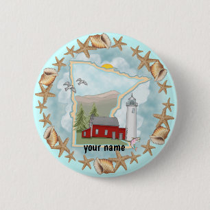 Macaron Rond 5 Cm Bouton d'épingle du phare Minnesota Shells