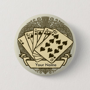 Macaron Rond 5 Cm Bouton d'épingle main Poker