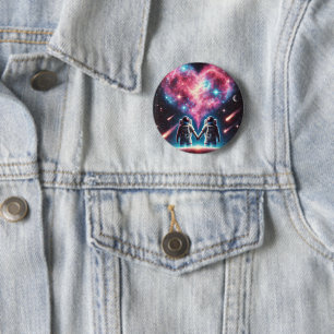 Macaron Rond 5 Cm Bouton d'épingle romantique de l'astronaute
