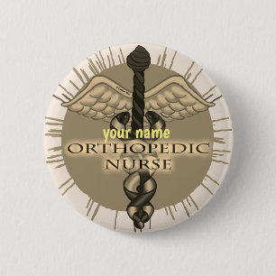 Macaron Rond 5 Cm Bouton d'épinglette Orthopédique Nurse Caduceus