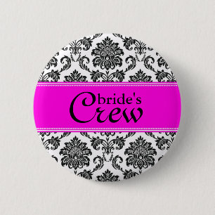 Macaron Rond 5 Cm Bouton d'équipage de la mariée Damask