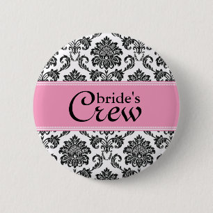 Macaron Rond 5 Cm Bouton d'équipage d'une mariée aux Damas roses