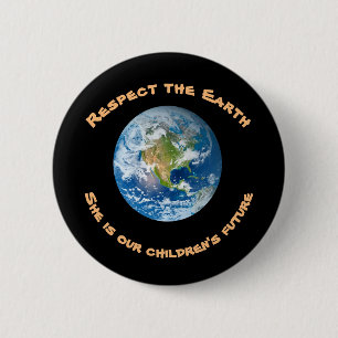 Macaron Rond 5 Cm Bouton des enfants de planète de respect de la