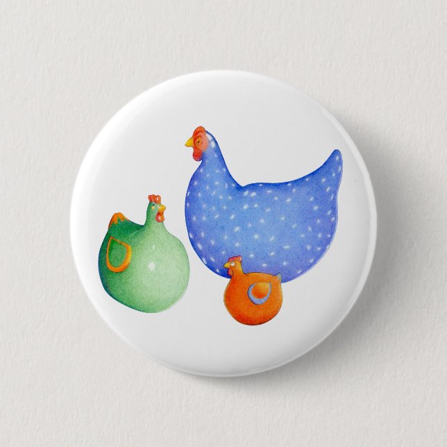 Macaron Rond 5 Cm Bouton des poules françaises (Devant)