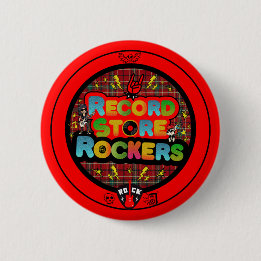 Macaron Rond 5 Cm Bouton des Rockers de Magasin de Disques