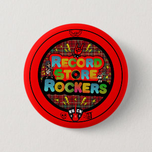 Macaron Rond 5 Cm Bouton des Rockers de Magasin de Disques