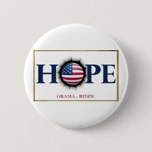 Macaron Rond 5 Cm Bouton d'ESPOIR d'Obama Biden