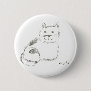 Macaron Rond 5 Cm Bouton Dessin Kitty - Arrondi