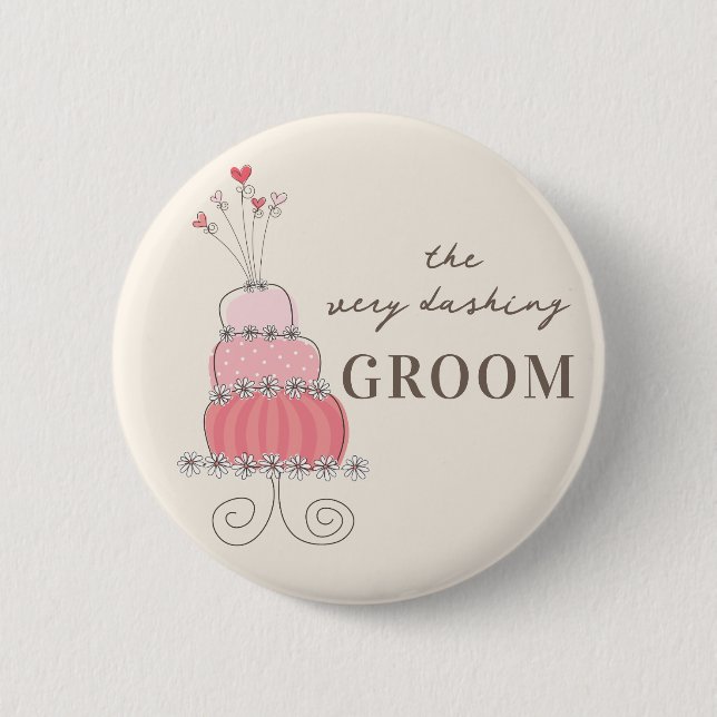 Macaron Rond 5 Cm Bouton d'étiquette du gâteau Mariage rose doux GRO (Devant)
