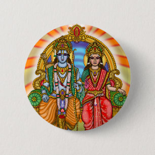 Macaron Rond 5 Cm Bouton dévotionnel Sita Ram