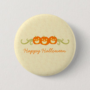 Macaron Rond 5 Cm Bouton d'Halloween Citrouille joyeuse