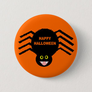 Macaron Rond 5 Cm Bouton d'Halloween de l'araignée noire