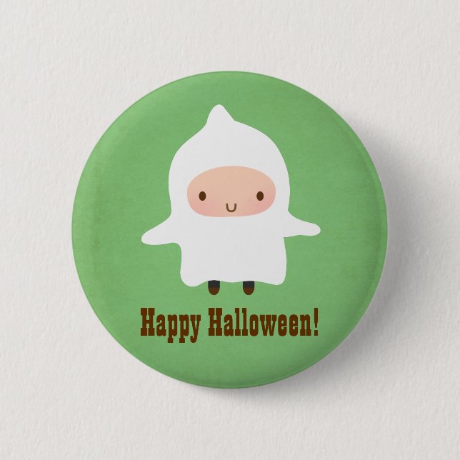 Macaron Rond 5 Cm Bouton d'Halloween pour petit fantôme mignon (Devant)