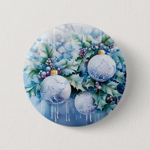 Macaron Rond 5 Cm Bouton d'hiver bleu