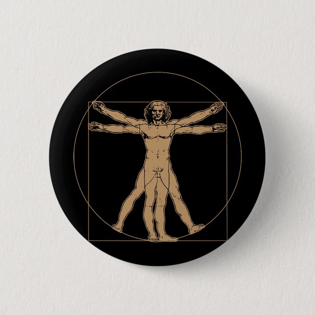 Macaron Rond 5 Cm Bouton d'homme de da Vinci Vitruvian (Devant)