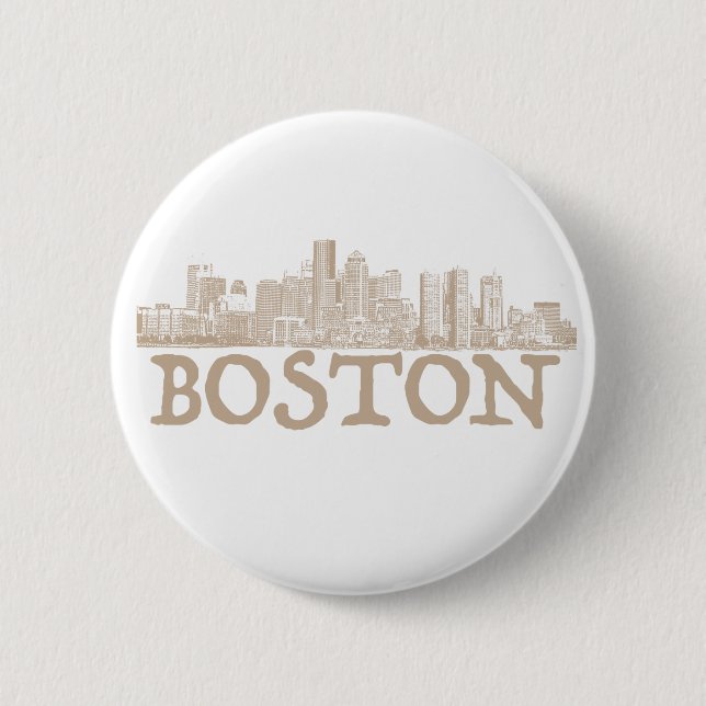 Macaron Rond 5 Cm Bouton d'horizon de ville de Boston (Devant)
