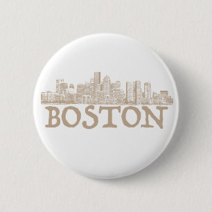Macaron Rond 5 Cm Bouton d'horizon de ville de Boston