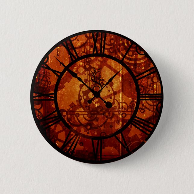 Macaron Rond 5 Cm Bouton d'horloge de Steampunk (Devant)