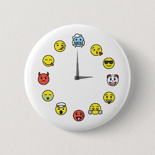 Macaron Rond 5 Cm Bouton d'horloge Emoji drôle