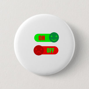 Macaron Rond 5 Cm Bouton d'humeur amusant On Off